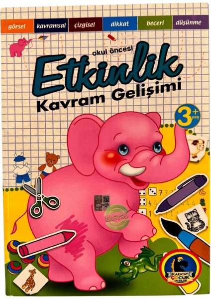 Okul Öncesi Etkinlik ve Kavram Gelişimi Görsel, Kavramsal, Çizgisel, Dikkat, Beceri ve Düşünme Gelişim Kitabı Özel Seri Kişisel Gelişim Kitabı Çok Amaçlı Eğitsel Defter (Fil)