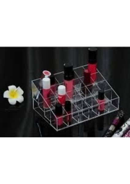 Şeffaf 24 Gözlü Makyaj Organizeri, 10X15 Cm, Pratik ve Şık Tasarım