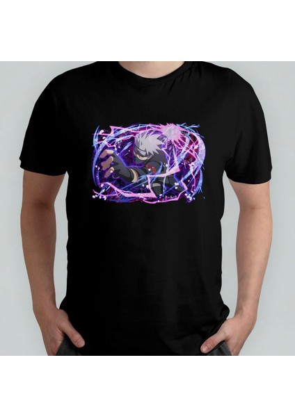 Naruto Kakashi Hatake %100 Pamuklu Bisiklet Yaka T-Shirt Model - 2