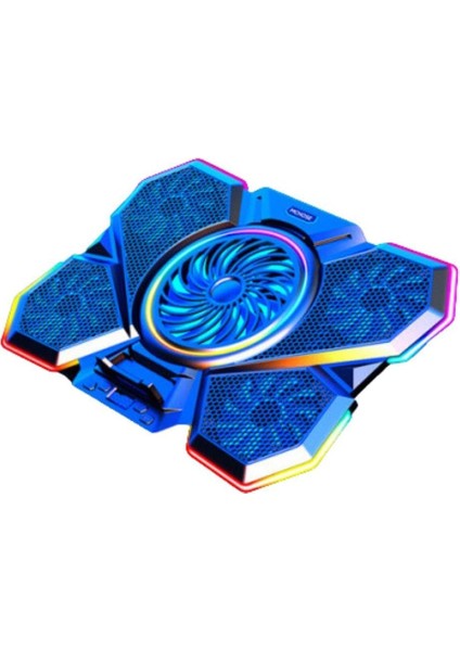 Profesyonel Laptop Soğutucu 2 USB Giriş Rgb Işıklı Göstergeli 5 Fanlı 7 Farklı Yükseklik Ayarlı