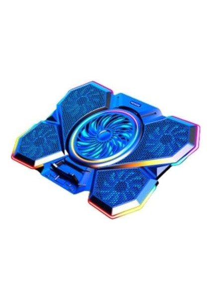 Profesyonel Laptop Soğutucu 2 USB Giriş Rgb Işıklı Göstergeli 5 Fanlı 7 Farklı Yükseklik Ayarlı