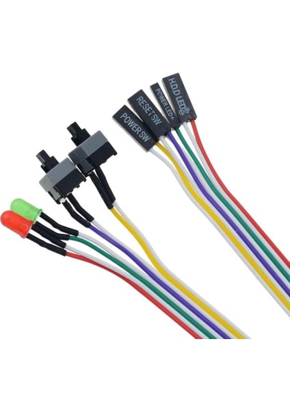 Ana Kart Power Kablosu LED Işıklı Reset Açma Kapama Butonu Kablosu On Off Switch 5064 fiyatları