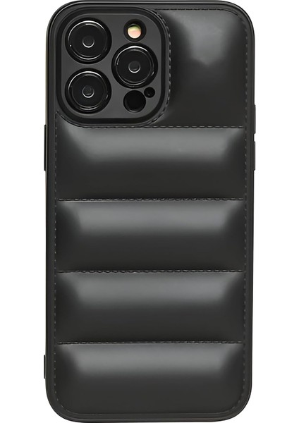 Puffer Silikonlu Siyah Telefon Kılıfı Iphone 12 Pro Max ile Uyumlu
