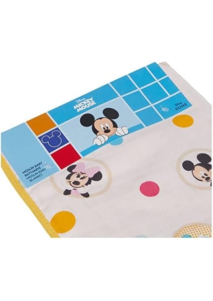 Mickey Lisanslı Karakter BASKILI%100 Pamuk Bebek Battaniye, Çok Renkli, 90X110 cm