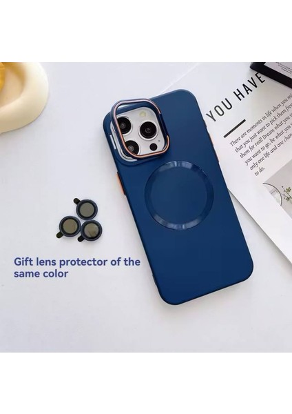 Apple Iphone 15 Pro Uyumlu Magnezyum Serisi Standlı Kapak Magsafe Sert Kılıf + Kamera Lens Koruma . modelleri