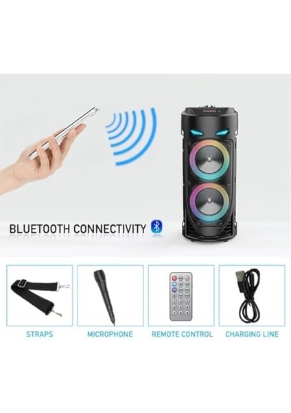 Taşınabilir Bluetooth Hoparlör Kablosuz Speaker LED Işıklı Ses Bombası Party Box Hoparlör