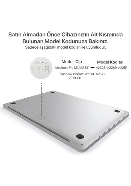 Macbook Pro 13&apos;&apos; M1 / M2 Çip 2020-2021-2022 Yılları ve (A2338)(A2289)(A2251) Model Kodları ile Uyumlu Mat Buzlu Şeffaf Su Geçirmez Silikon Klavye Koruyucu (Şeffaf Klavye Koruyucu)
