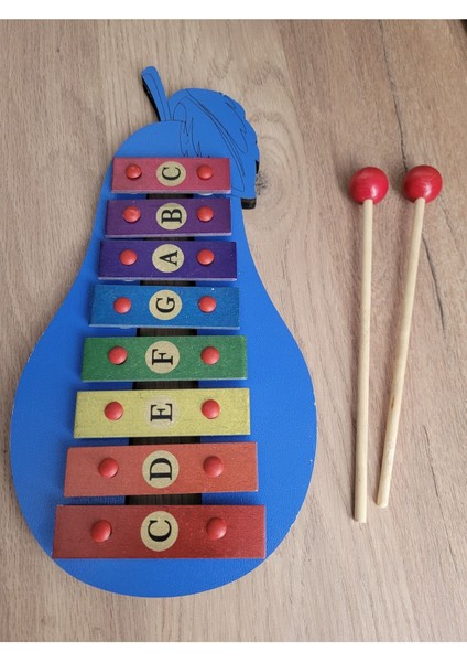 Renkli Armut Ahşap Çocuk Metalafon / Ksilofon - Eğitici Müzik Oyuncağı (27X12 Cm) modelleri