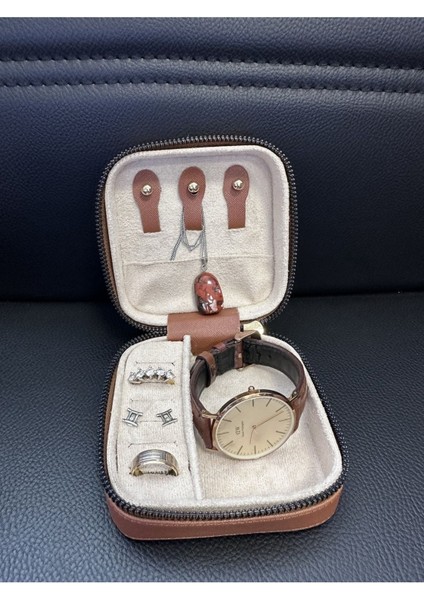 Kahverengi Modüler Takı ve Aksesuar Organizer Çantası, Şık ve Pratik Saklama Çözümü fiyatları