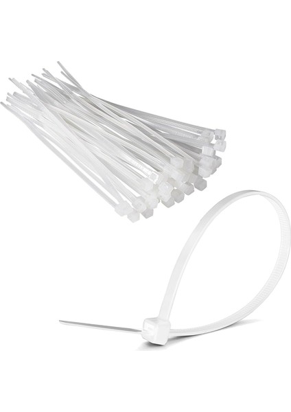 Elektrik Kablosu Kablo Bağı Klips Plastik Kelepçe Cırt Cırt Kelepçe 10 Cm-2,5 mm (100, Beyaz)