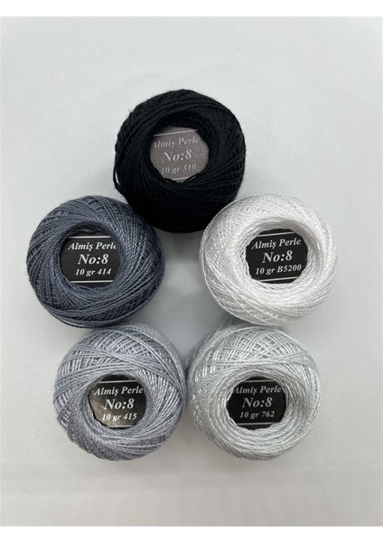 Almiş Perle Etamin- Kanaviçe 5'li Iplik Seti (10 Gr- No: 8)