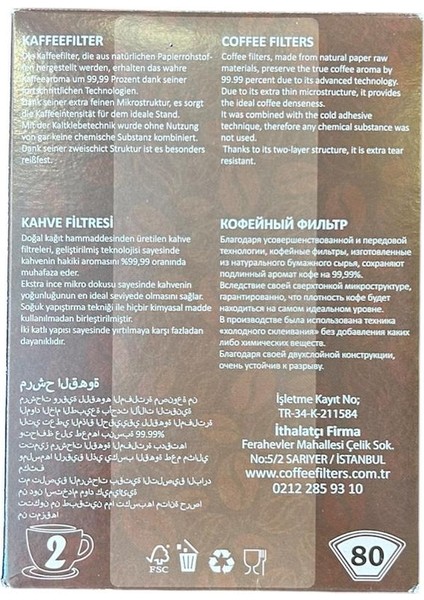 Kahve Filtresi 80 Adet fiyatları