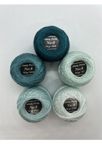 Almiş Perle Etamin- Kanaviçe 5'li Iplik Seti (10 Gr- No: 8)