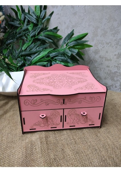 Pembe Ahşap 4 Bölmeli Şık Takı Saklama Kutusu fırsatları