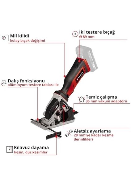 Akülü Mini Daire Testere Te-Cs 18/89 Li - Solo Power X-Change (18V, Lityum-Iyon, 28MM Kesme Derinliği, Ø89 mm Testere Bıçağı, Akü ve Şarj Cihazı Dahil Değildir) - 4331100 fiyatları