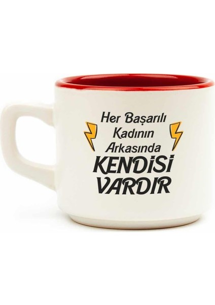 Tasarim Her Başarılı Kadının Arkasında Kendisi Vardır Beyaz Venüs Kupa - Hediye Seramik Kupa