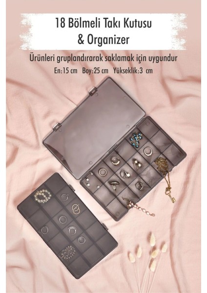 Gri 2'li 18 Bölmeli Takı ve Dikiş Kutusu, Organizer ve Düzenleyici Set fiyatları