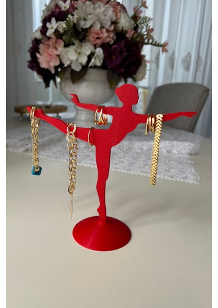 Kırmızı Balerin Takı Düzenleyici, Kolye, Küpe ve Yüzük Askılığı