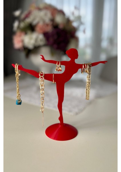 Kırmızı Balerin Takı Düzenleyici, Kolye, Küpe ve Yüzük Askılığı modelleri