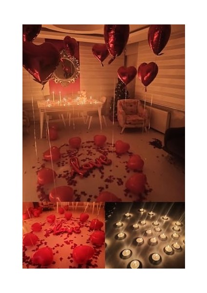 Winky Sevgili Set Kuru Gül Yaprağı,banner,20 Kalp Balon,20 Beyaz Mum Romantik Hediye 14 Şubat Kırmızı fiyatları