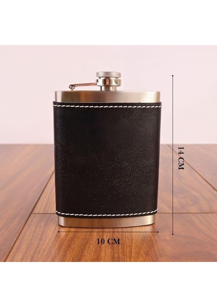 8 Oz 235 cc Hunili Siyah Hakiki Deri Kılıflı Çelik Viski Içki Matarası fiyatları
