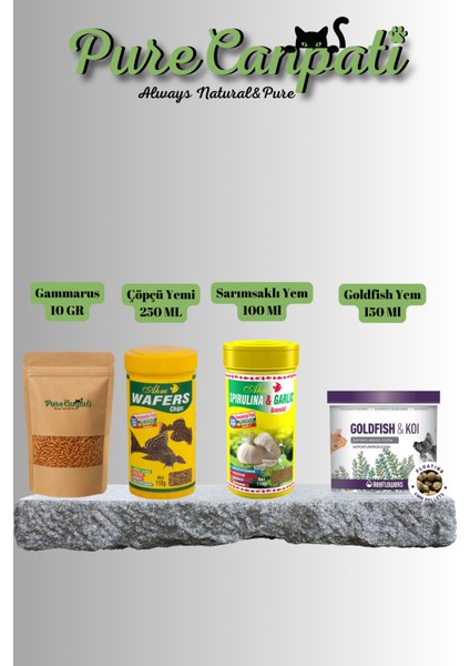 Goldfish Koi+Wafers+Gammarus ve Sarımsaklı Yem Seti