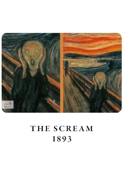 The Scream, Edward Munch 1893, A4 Defter Xii, Çizgisiz, Toplam 64 Sayfa, Tel Dikiş, Esnek Kapak, Oval Kenar, Tuval Doku, 60 Gram, Sarı Krem Renk, 21X29,7X0,5CM