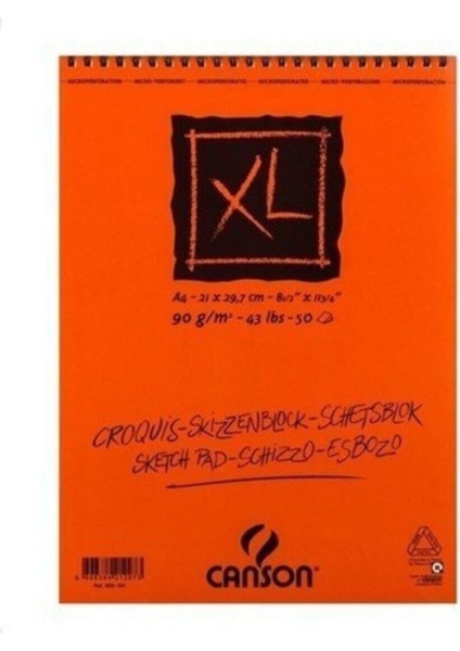 Croquis Xl Albüm 90GR Üsten Spiralli A4 50YP Resim ve Çizim Blokları