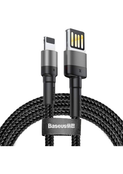 Cafule Special Edition, Usb-A & Lightning 2.4 A Şarj & Data Aktarım Kablosu,1 Metre, Gri - Siyah, ‎calklf-Gg1