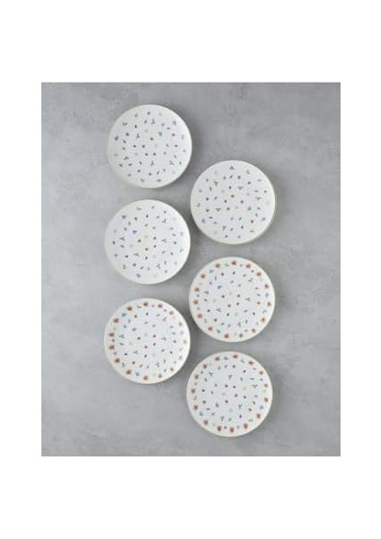 Home Lilyum Porselen 6&apos;lı Pasta Seti 21 cm Renkli