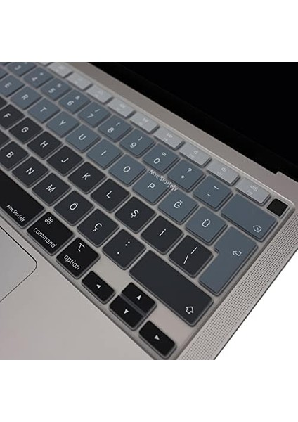 Macbook Air M1 13INÇ Klavye Koruyucu Türkçe Q Ombre A2179 A2337 ile Uyumlu Siyah Gri