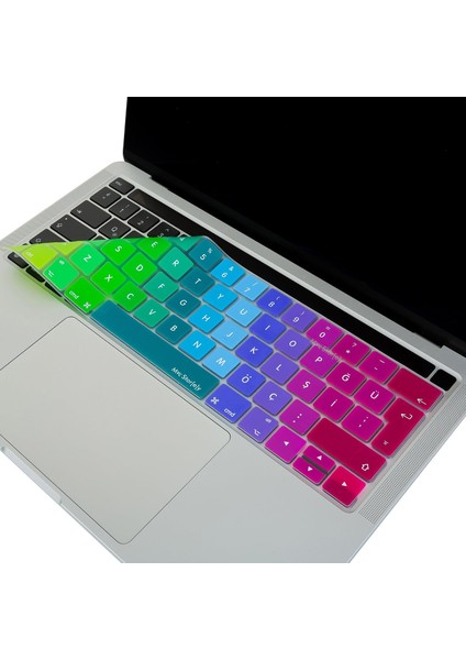 Macbook Pro Klavye Koruyucu Türkçe Q A1706 A1989 A2159 A1707 A1990 ile Uyumlu Dazzle Pembe Yeşil