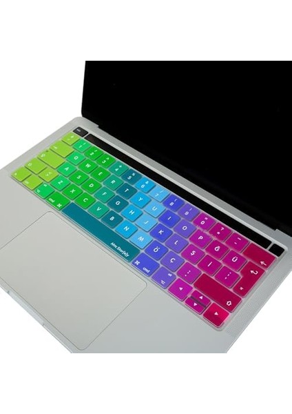 Macbook Pro Klavye Koruyucu Türkçe Q A1706 A1989 A2159 A1707 A1990 ile Uyumlu Dazzle Pembe Yeşil