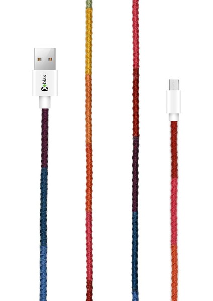 Handmade CC-003 Handmade Rainbow Micro Android Şarj ve Data Kablosu, 100 cm
