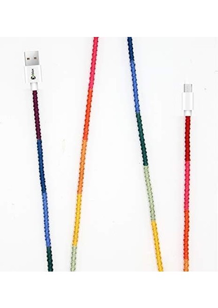Handmade CC-003 Handmade Rainbow Micro Android Şarj ve Data Kablosu, 100 cm