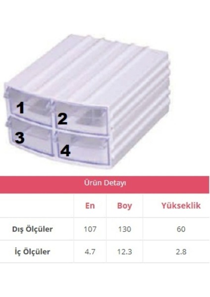 Şeffaf 4 Çekmeceli Organizer Kutu, Çok Amaçlı Saklama ve Düzenleme Aracı fırsatları