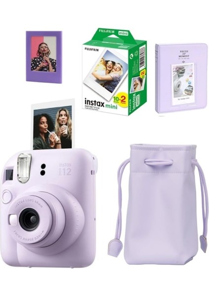 Instax Mini 12 Fotoğraf MAKINESI-20LI Film-Büzgülü KILIF-64LÜ Albüm ve Mıknatıslı Çerçeve Seti 1
