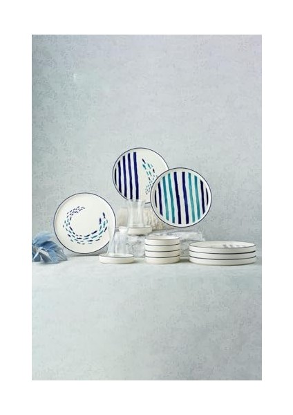 Seramik Marin 18 Parça 6 Kişilik Özel Tasarım Hand Made Stackable Kahvaltı Çay Seti fiyatları