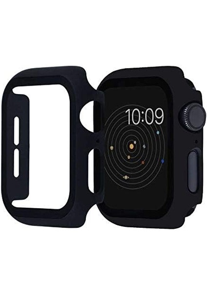 Apple Watch 38MM/40MM/41MM/42MM/44MM/45MM/49MM ile Uyumlu Tam Kaplayan Ekran Koruyuculu Çizilmez Darbeye Dayanıklı Watch Kasa Kılıf (Siyah, 41 Mm)