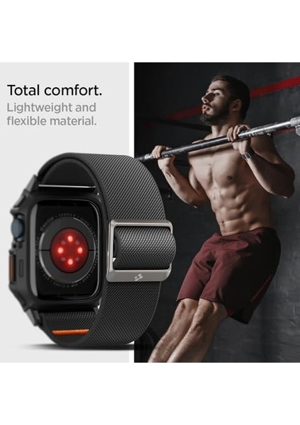 Apple Watch 45MM (Seri 9/8/7) Kılıf & Kordon Kayış Lite Fit Pro Matte Black - ACS07103 modelleri