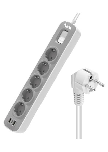 LED Grup Priz 3&apos;lü 4&apos;lü ve 5&apos;li 2 USB + 1 Type-C Girişli 16 Max 4000 Watt 5V 2.6 Aç-Kapa Anahtarlı 1.5 Metre Kablolu Akım Koruma Çocuk Koruma Yangın Koruma (5&apos;li) modelleri