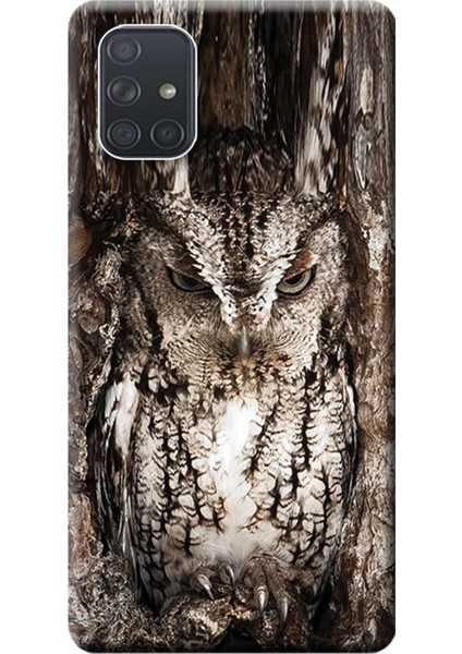 Merkezi Samsung Galaxy A71 Kılıf (SM-A715F) Baskılı Silikon Baykuş STK:571