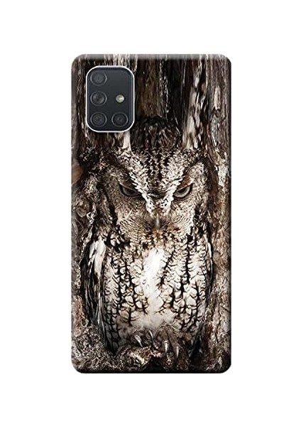 Merkezi Samsung Galaxy A71 Kılıf (SM-A715F) Baskılı Silikon Baykuş STK:571