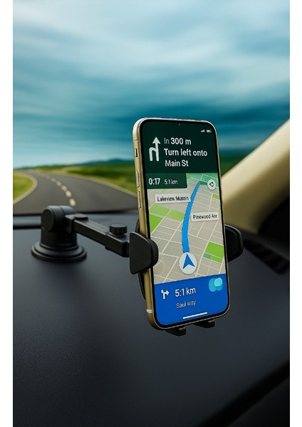 Araba Telefon Tutucu 360° Dönebilen Uzayabilir Vantuzlu Tutucu Araç İçi Cep Telefonu Tutacağı Oto Aksesuar