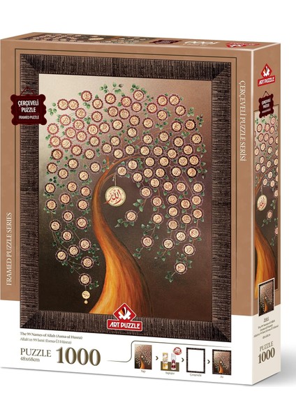 Puzzle Allah&apos;ın 99 Ismi (Esma-Ül Hüsna) 1000 Parça Çerçeveli Puzzle