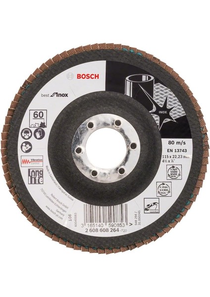 Zımpara Taşı X581 Best For Inox 115 mm Diş 60, 1 Adet.