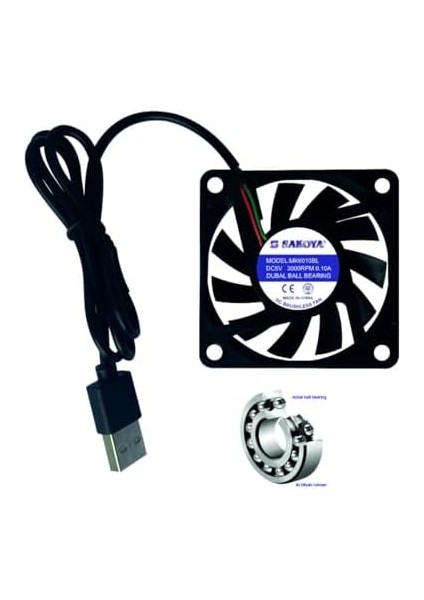 60X60X10 mm USB Fan Çift Bilyalı Rulman Sessiz, 5V, 0.10 A, 3000 Rpm Modem Receiver Dvr Playstation Tv Box, Telefon, Akvaryum Soğutucu, Fırçasız Soğutma Fanı, fiyatları