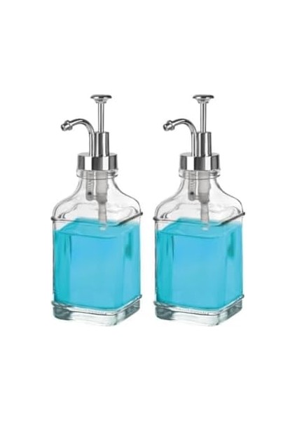 2’li Cam Sıvı Sabun ve Losyon Etiketli Gümüş Tıpalı Deterjan Şişesi Sabunluk 500 ml - 2112020-S C1-1-289 fiyatları