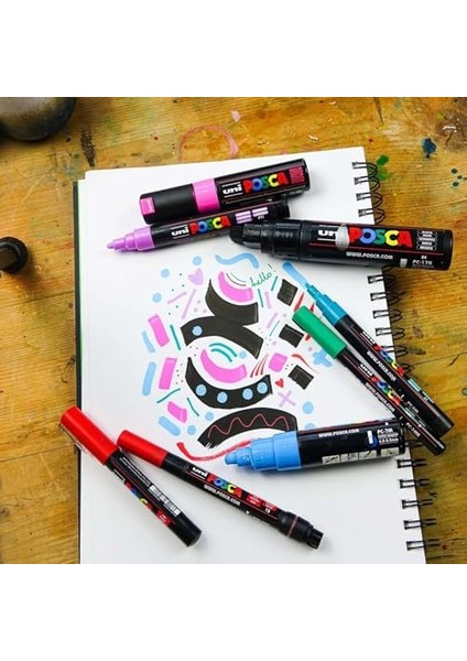 Posca Markör Kalem 3m 12&apos;li Set 0.9-1.3 mm Keçe Uçlu modelleri