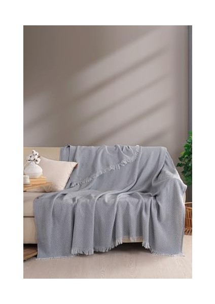 Organik Pamuklu Koltuk Örtüsü Desenli 200X230 cm Kanepe Çekyat Buldan Bezi Gri modelleri